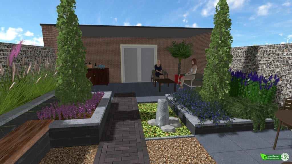 Achtertuin renovatie door Van Duren Groenservice - 3D tuinontwerp